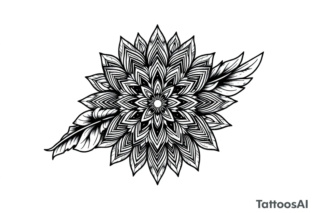 big spiritual feather indian mandala shaman tattoo idea