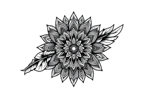 big spiritual feather indian mandala shaman tattoo idea