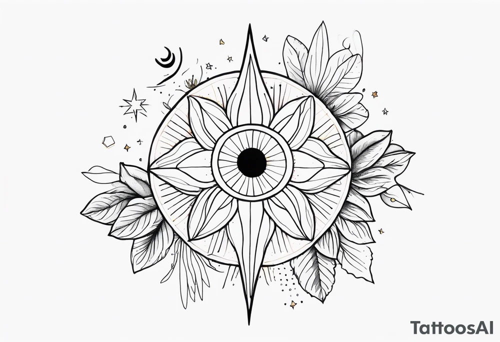 fine line with sun, stars, floral, dots, succulent
. Sternum tattoo tattoo idea