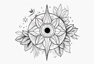 fine line with sun, stars, floral, dots, succulent
. Sternum tattoo tattoo idea