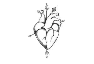 Detailed heart with an arrow inside tattoo idea