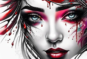 Bleeding tears flow from eye tattoo design nope eyebrow tattoo idea