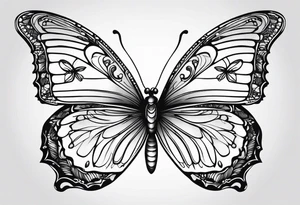 thin delicate contour butterfly tattoo idea