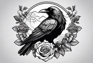a raven holding a rose tattoo idea