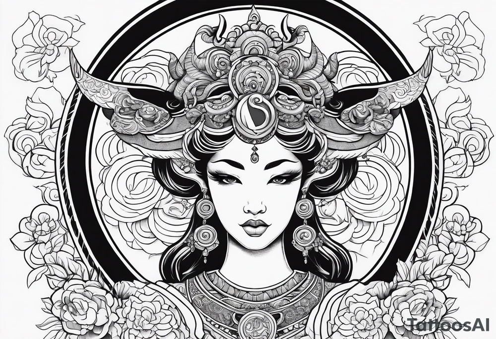 Beautiful taurus goddess tattoo idea