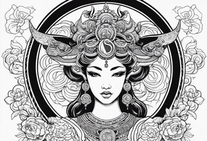 Beautiful taurus goddess tattoo idea