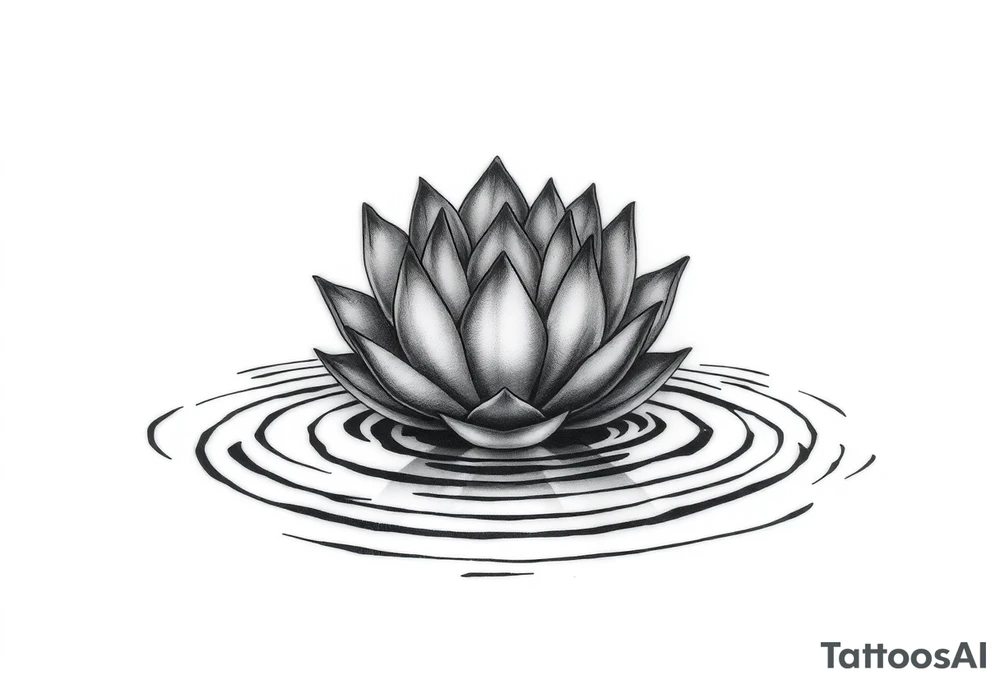 serene lotus flower emerging from sacred waters with ripples tattoo idea