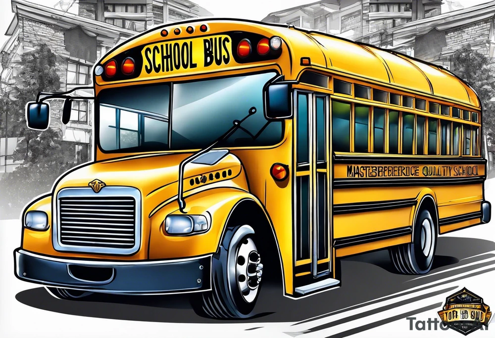 school bus with wings tattoo idea