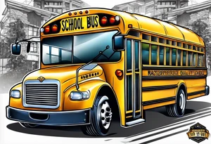 school bus with wings tattoo idea