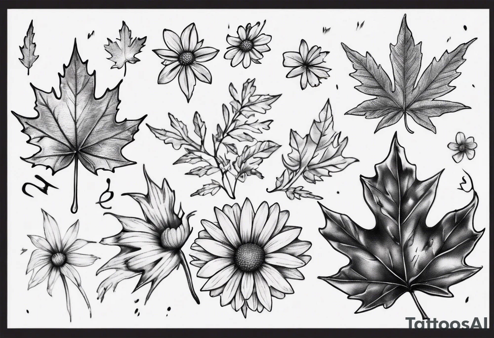 For sale matching maple leaf and daisy tattoo idea