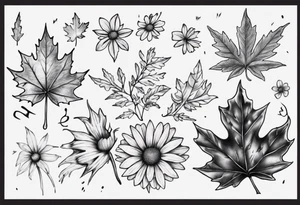 For sale matching maple leaf and daisy tattoo idea