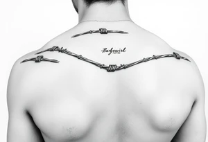 Barbwire wrapped around arm of man tattoo idea