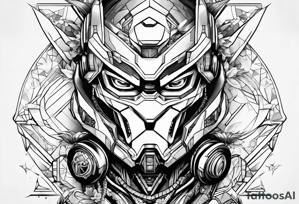 Modern robot ninja tattoo idea