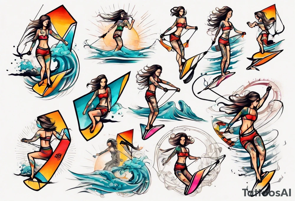 Kiteboarding girl tattoo idea