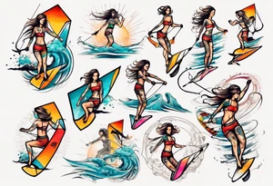 Kiteboarding girl tattoo idea