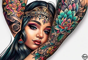 Kids names scroll arm tattoo idea