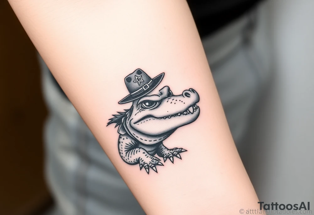 Sheriff alligator in the swamp tattoo idea