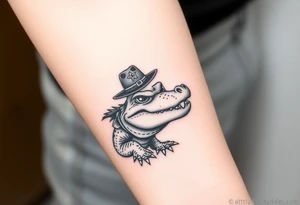 Sheriff alligator in the swamp tattoo idea