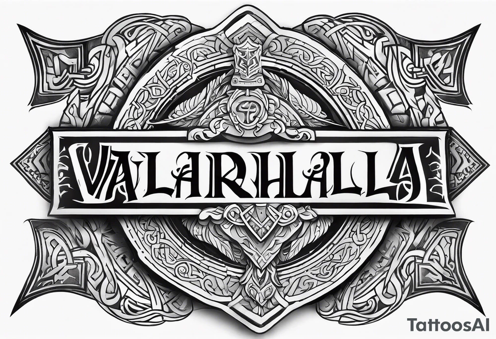Valhalla viking gods shield hatchet tattoo idea