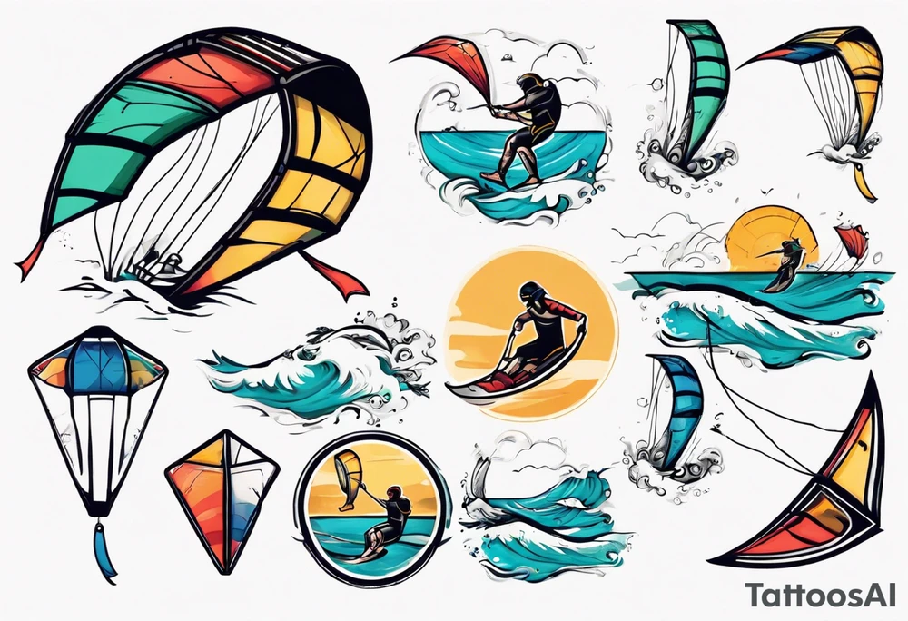 Kitesurfing kite in the sea tattoo idea