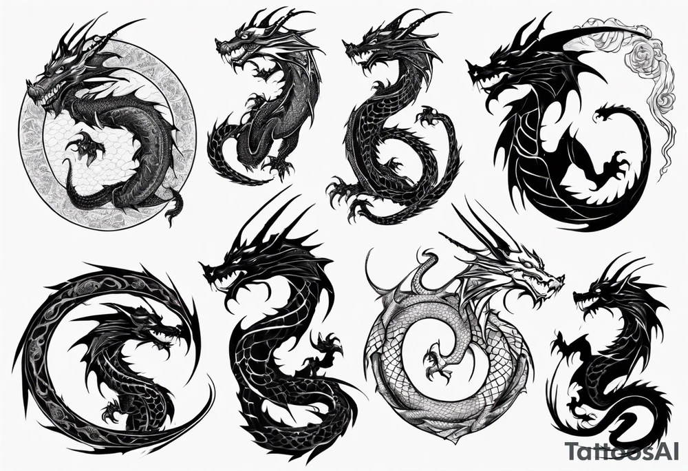 dragon with long body and scales tattoo idea