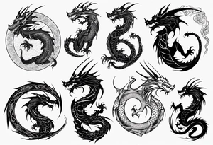 dragon with long body and scales tattoo idea