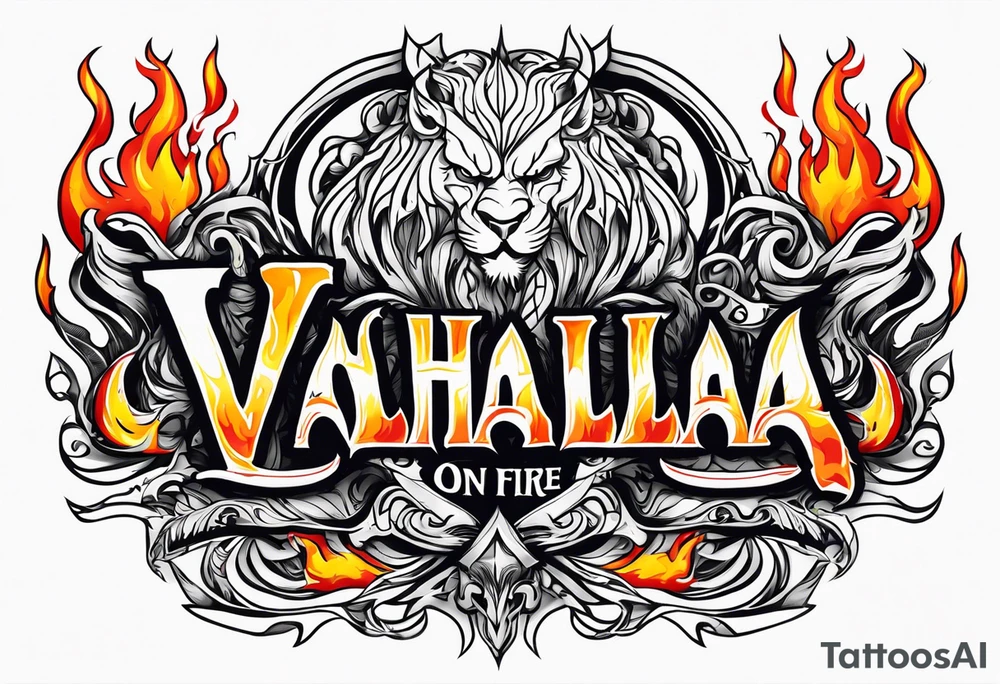Valhalla on fire flames tattoo idea