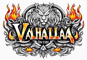Valhalla on fire flames tattoo idea