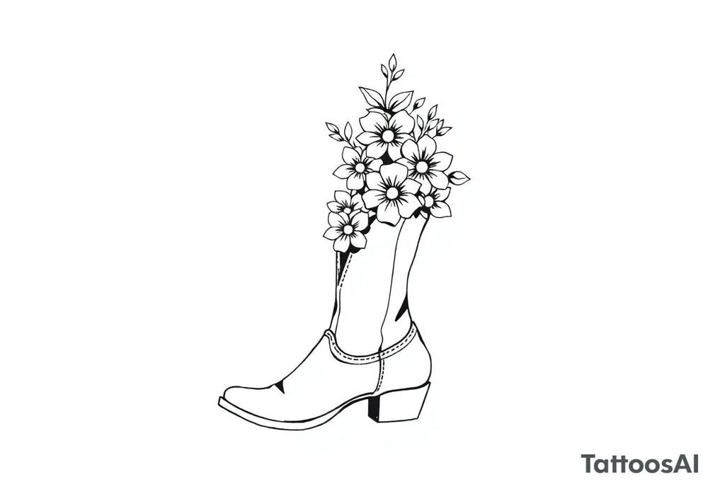 cow girl boot with flowers coming out of it tattoo idea