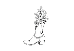 cow girl boot with flowers coming out of it tattoo idea