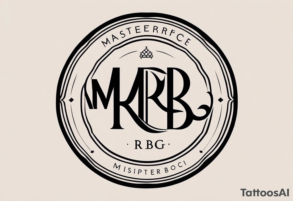 I'm looking for a minimalist logo-style tattoo that consists of the letters 'MRBG'. Keep it simple and not too fancy, just the clean and bold letters arranged in a stylish way. Please ensure there are no figures or additional elements such as people, animals, or objects in the design. tattoo idea
