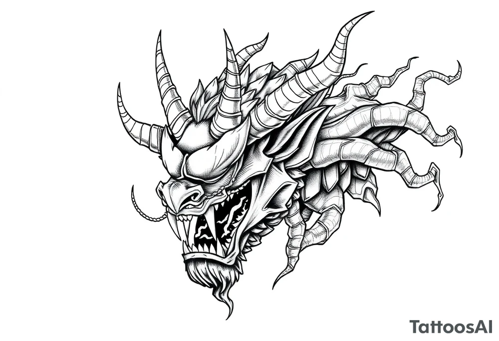 a Japanese folklore demon from old times tattoo idea