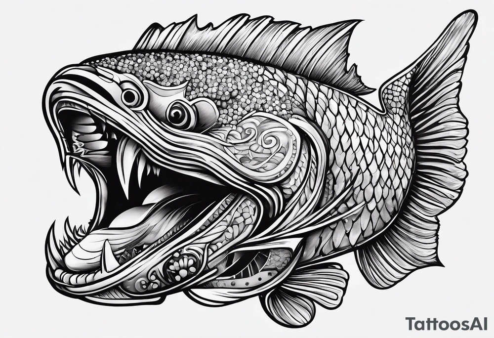 brochet saut bouche ouverte tattoo idea