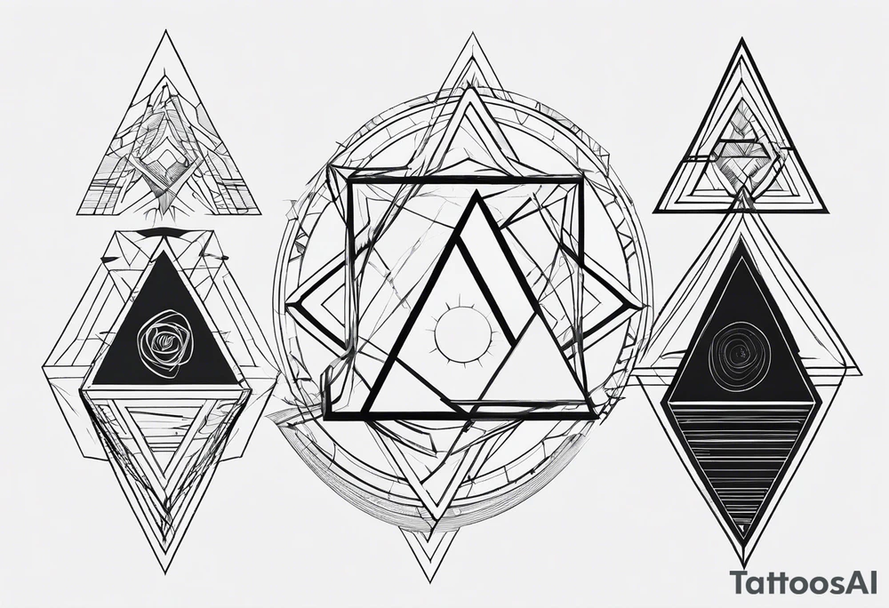 Linear, Connection, open triangle, imperfection, duality, possibility, intuition, hope, joy, spirituality and resilience. tattoo idea