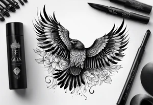 Wings with the word Glenn tattoo idea