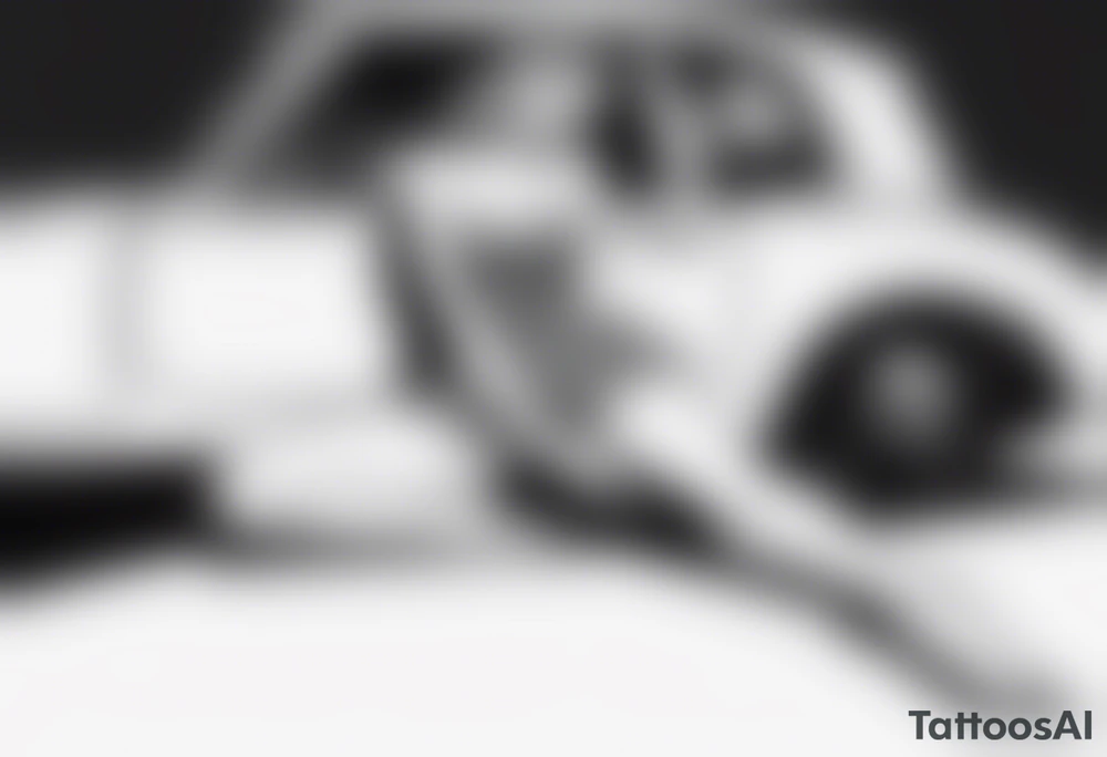 pinup doll laying on the hood of a classic vintage car tattoo idea