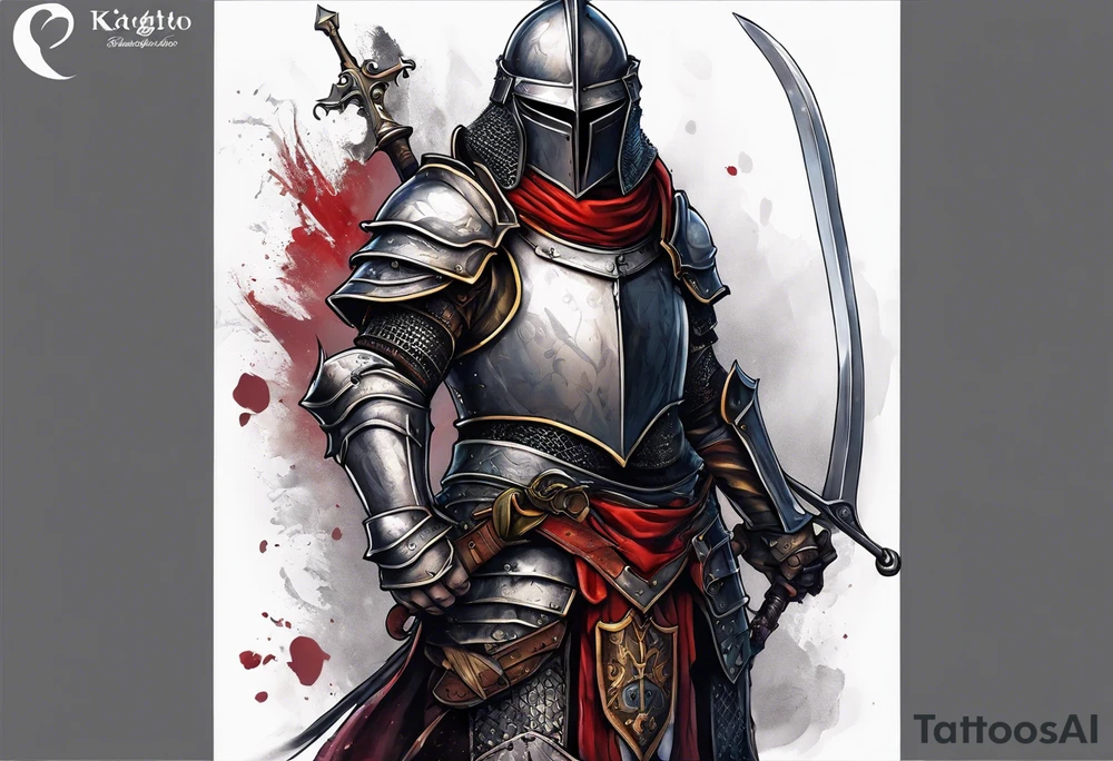 a beggar half suited in knights armor tattoo idea