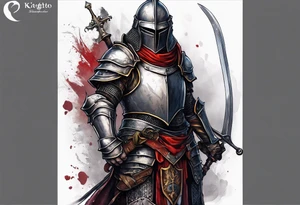 a beggar half suited in knights armor tattoo idea