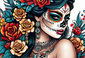 Mexico day of dead tattoo idea