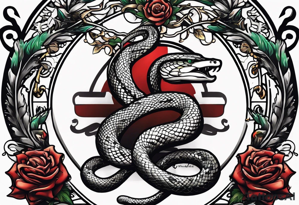 snake around caduceus symbol tattoo idea