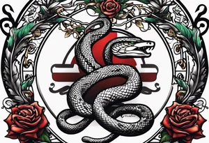 snake around caduceus symbol tattoo idea