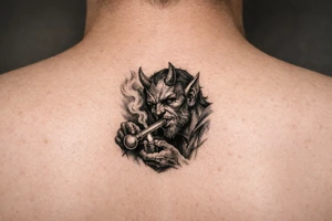 Devil smoking meth pipe tattoo idea