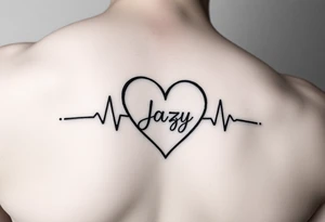 upper arm tattoo -faded heart beat outline for a deceased best friend with the name Jazy incorporated tattoo idea