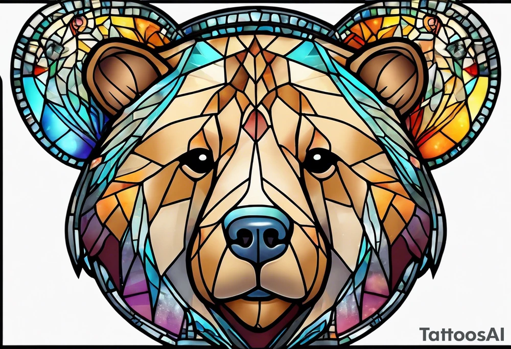 Teddy bear stained glass tattoo idea
