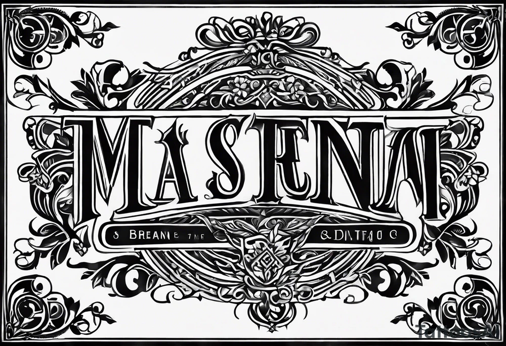 monogram tattoo using all the letters in STEVE and BREANNA in large block lettering tattoo idea