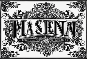 monogram tattoo using all the letters in STEVE and BREANNA in large block lettering tattoo idea