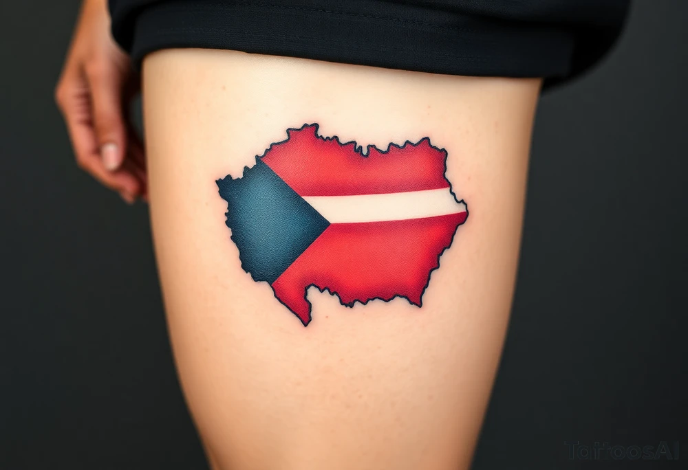 A detailed map of the Czech Republic with the flag’s colors filling the borders, making it both stylish and meaningful tattoo idea