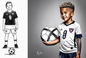 Young soccer kid with Virginia and 92 number for the year I was born tattoo idea