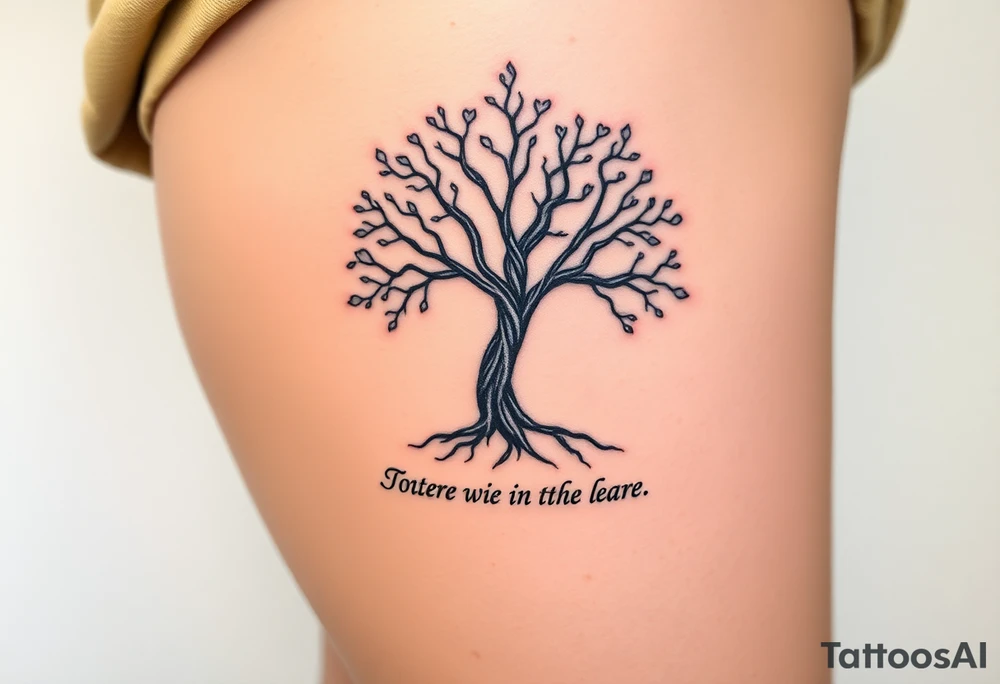 mystical tree of life with a saying underneath tattoo idea