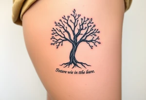 mystical tree of life with a saying underneath tattoo idea